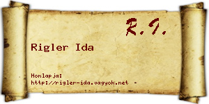 Rigler Ida névjegykártya
